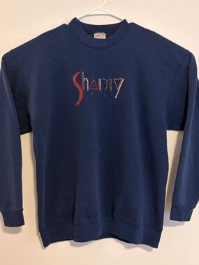 Vintage 90s Shanty Creek Embroidered Crewneck Sweatshirt Navy Blue Oneita Power-